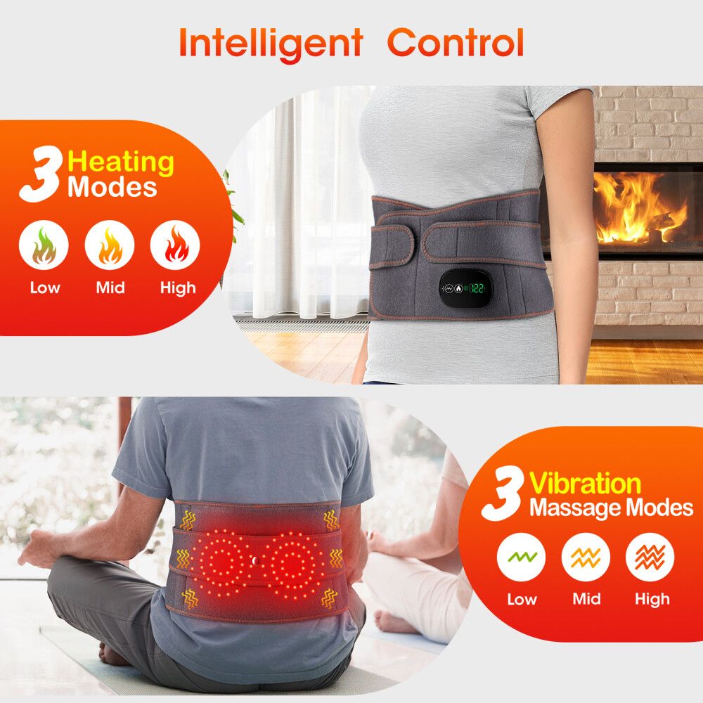 Electric Heating Back Massager Belt With Vibration  Hot Compress Support 1
