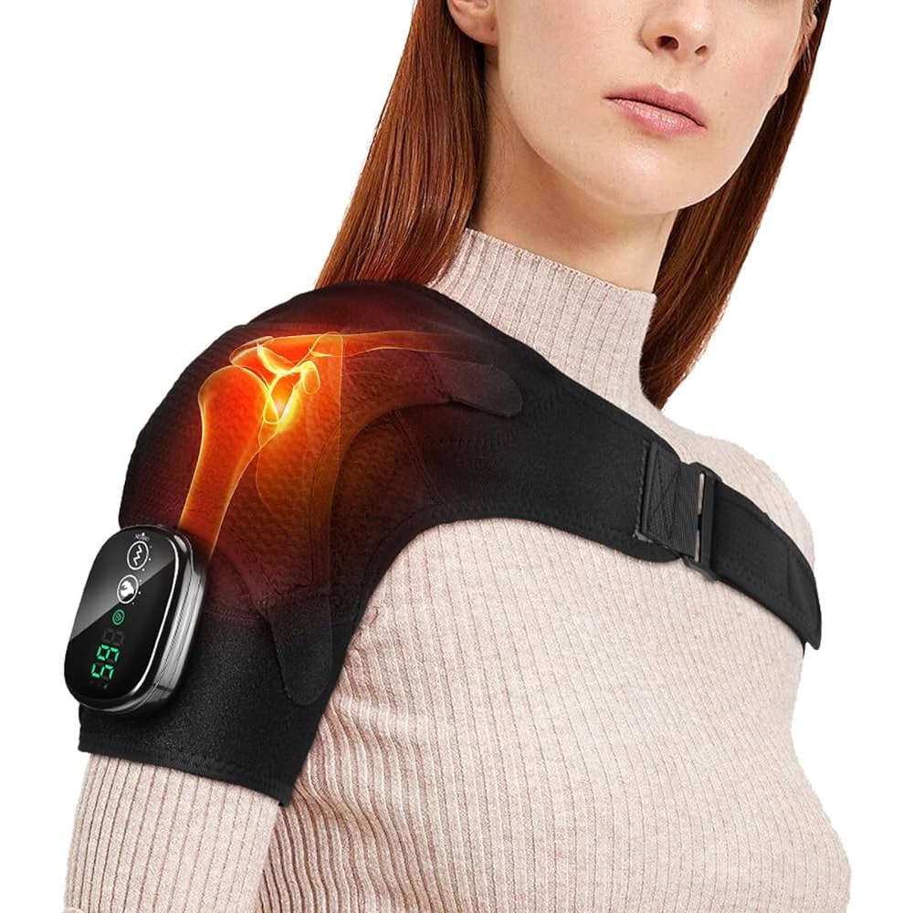 FlexiTherm Heated Shoulder Elbow Wrap Vibration Therapy Brace For Joint Pain Relief And Arthritis 0