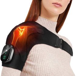 flexitherm heated shoulder & elbow wrap – vibration therapy brace for joint pain relief and arthritis support