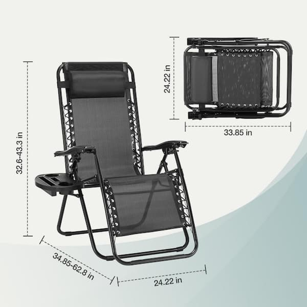 ZenLounge Zero Gravity Recliner Set 2Pack Outdoor Lounge Chairs With Cup Holders Adjustable Headr 0