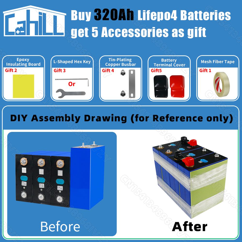 VoltCore 320Ah LiFePO4 Battery  Grade A 32V Rechargeable Lithium Cell For Solar RV EV  DIY Power Sy 3