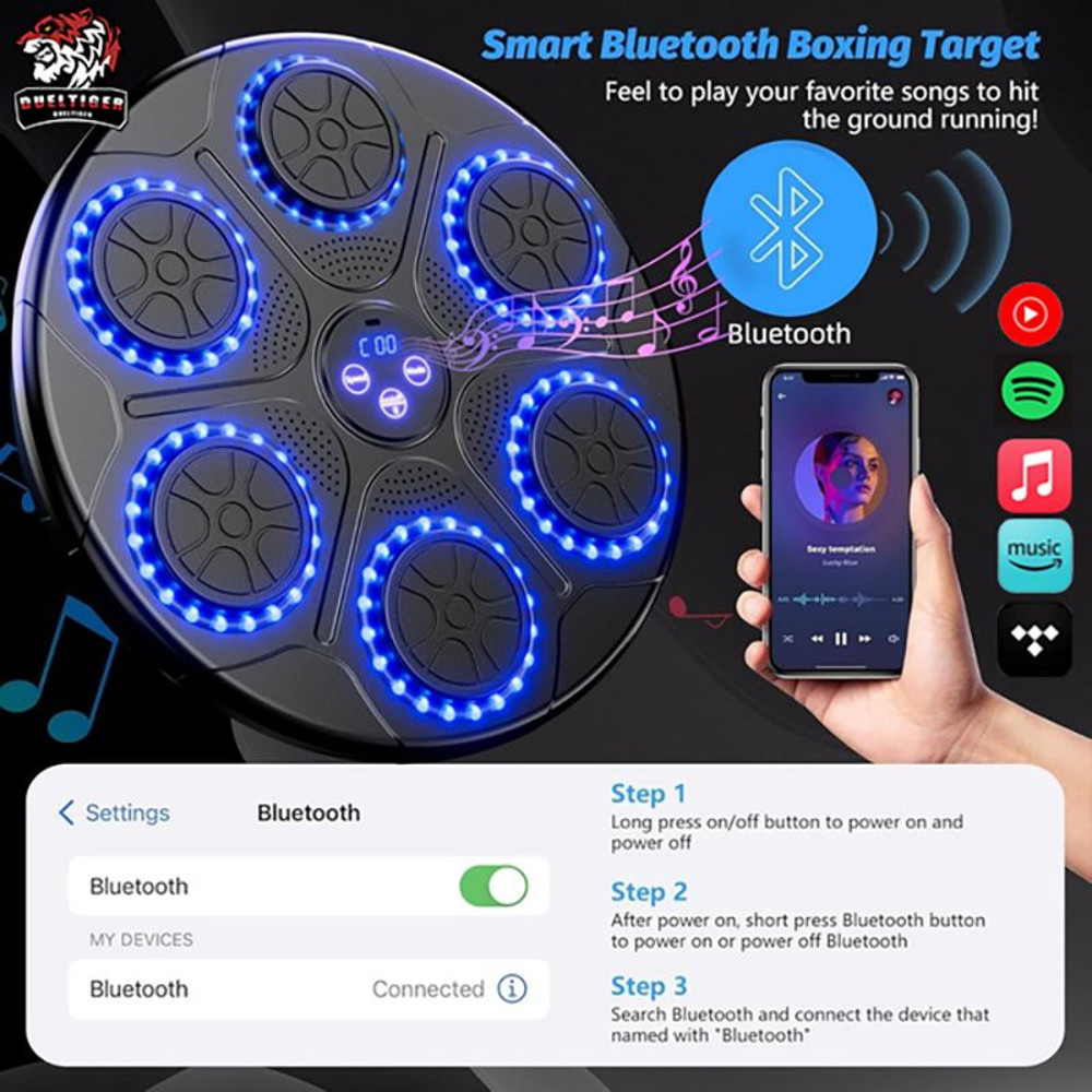 RhythmStrike Smart Music Boxing Trainer  WallMounted Bluetooth Punch Pad For Home Fitness  Reaction 2