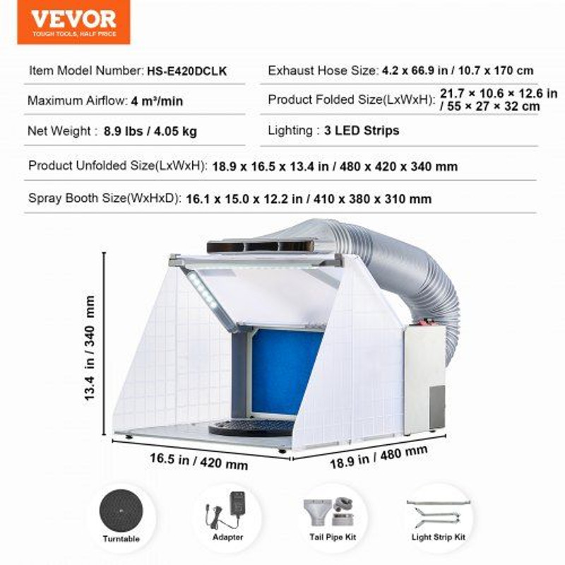 VEVOR DualFan Spray Booth Kit  LED Airbrush Station With Exhaust 3