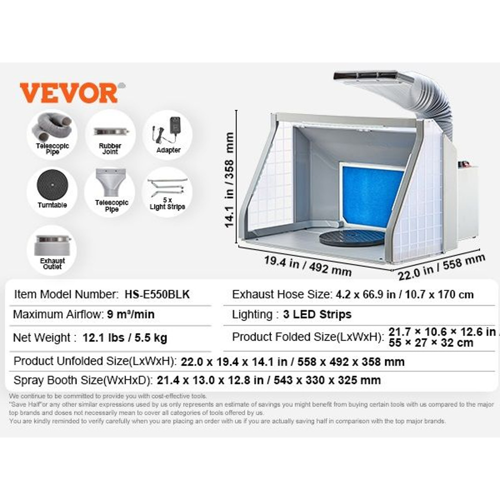 VEVOR DualFan Spray Booth Kit  LED Airbrush Station With Exhaust 4
