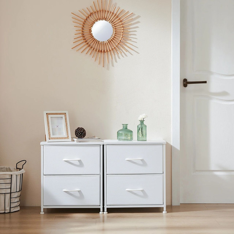 JHK 2Piece Fabric Drawer Nightstand Set Lightweight Storage For Bedroom Dorm Or Office 0