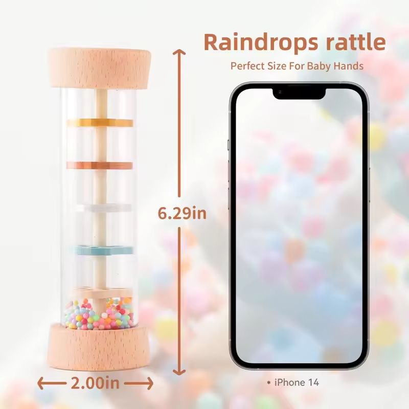 SoothingSounds Montessori Rain Stick  Sensory Rattle Toy For Babies And Toddlers 1