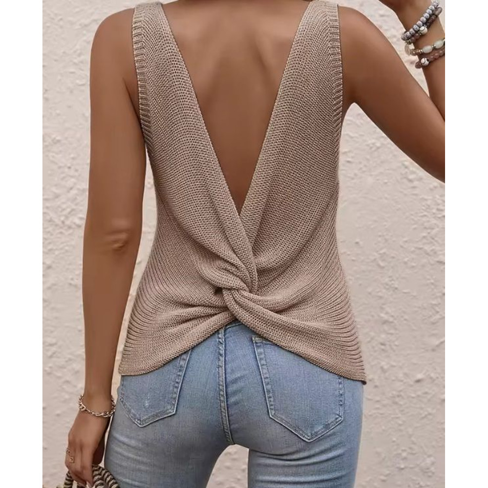 TwistBack Knit Sleeveless Sweater  Lightweight Open Back Top For Summer Layering 5