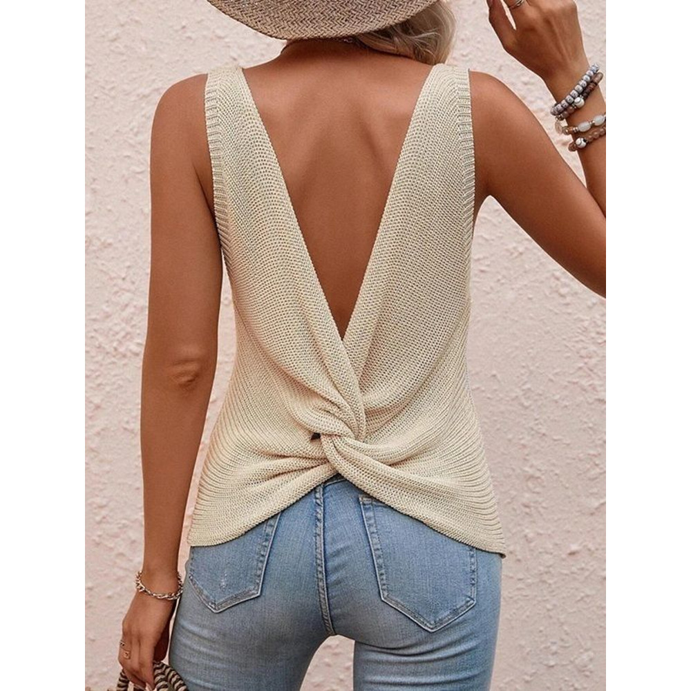 TwistBack Knit Sleeveless Sweater  Lightweight Open Back Top For Summer Layering 3