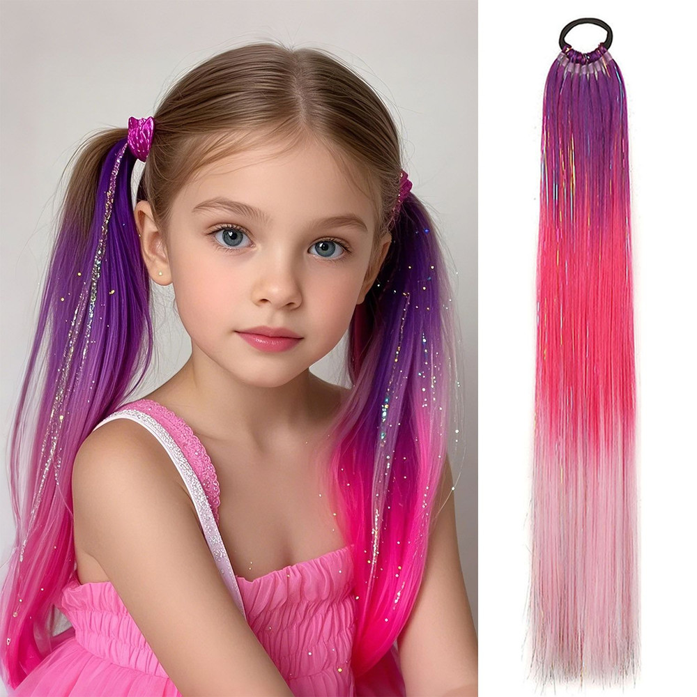 SparklePop Tinsel Ponytail Extension Colorful Braiding Hair Tie For Girls 0