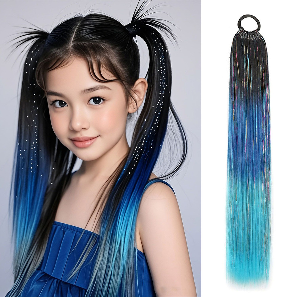 SparklePop Tinsel Ponytail Extension Colorful Braiding Hair Tie For Girls 5