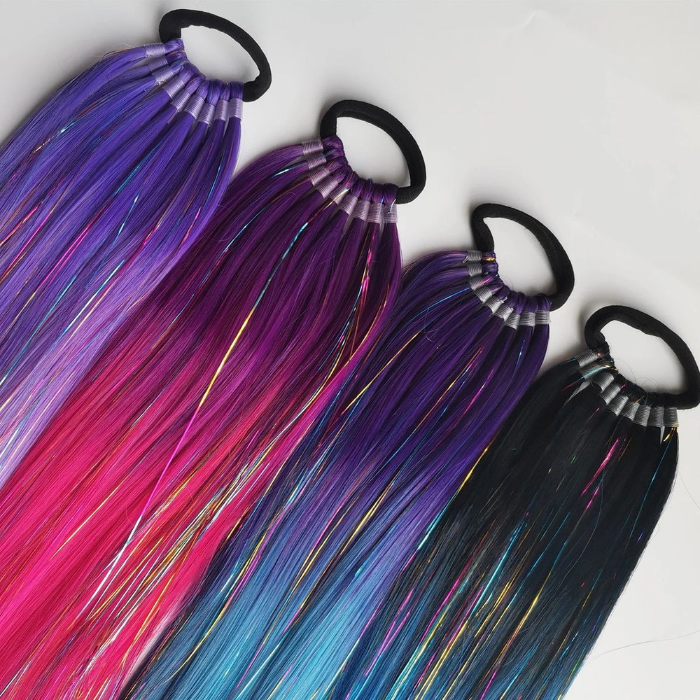 SparklePop Tinsel Ponytail Extension Colorful Braiding Hair Tie For Girls 1