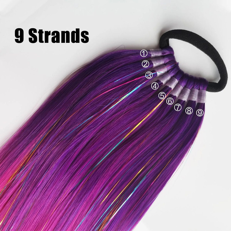 SparklePop Tinsel Ponytail Extension Colorful Braiding Hair Tie For Girls 2