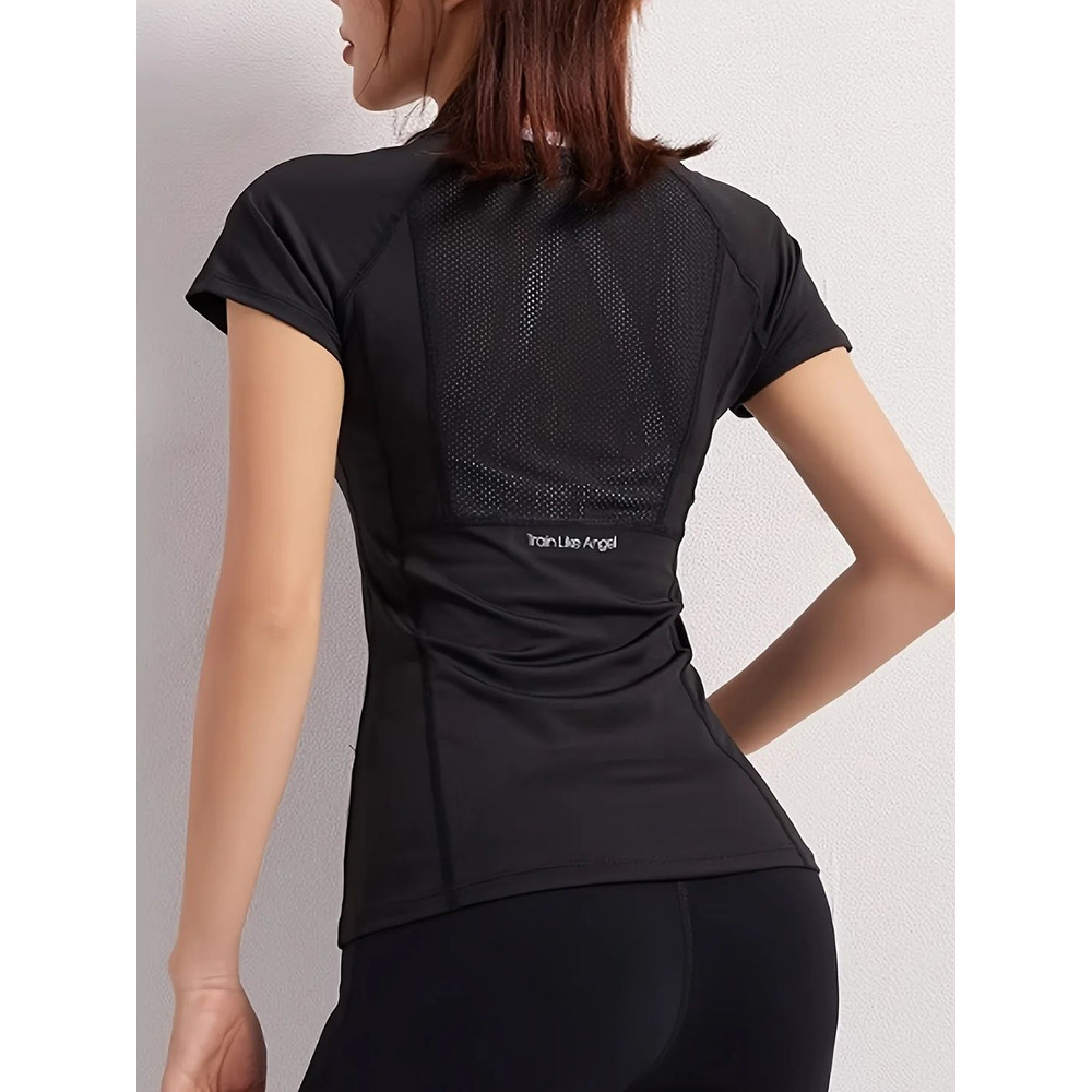 FlexGlow Womens Quick Dry Workout Tee  Breathable Backless Yoga And Running Top 3