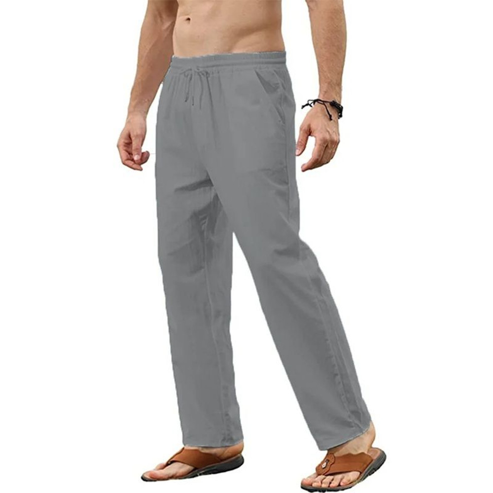 Mens Cotton Linen Drawstring Pants  Breathable LooseFit Trousers For Yoga Lounge  Travel 1
