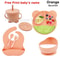 6Piece Silicone Baby Feeding Set Suction Bowl Plate Bib Utensils For MessFree Mealtime 3