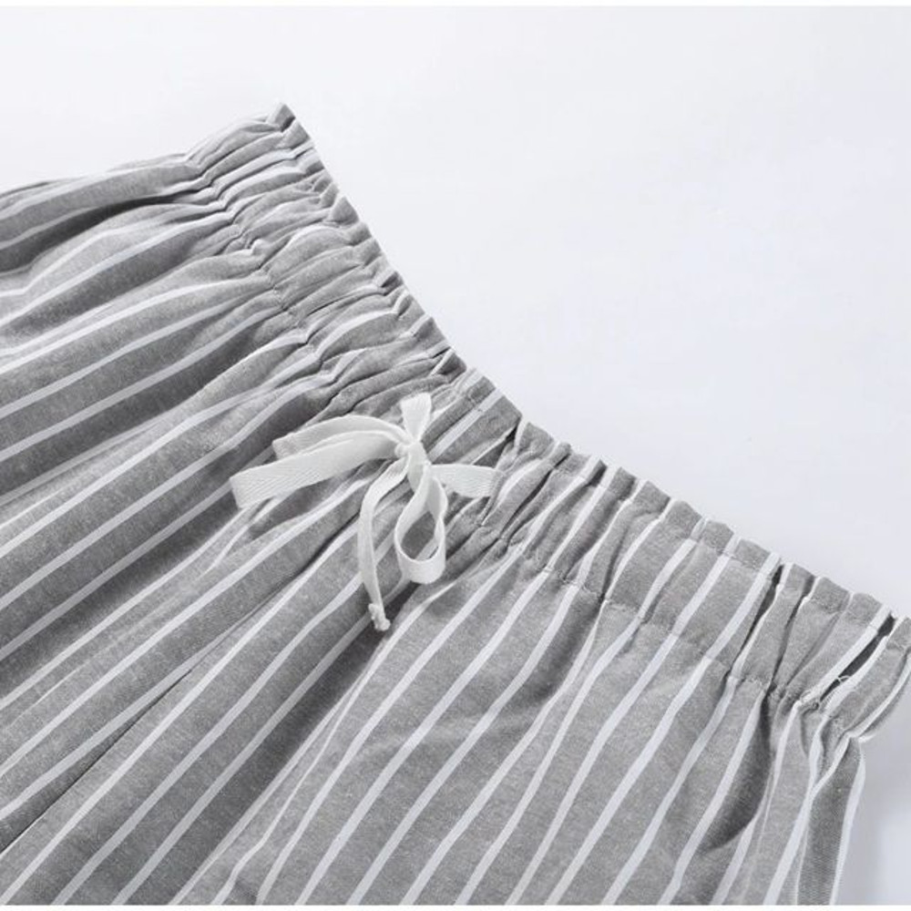 Casual Stripe Print Single Breasted Shirt Sets Womems Oversized Elastic Waist Shorts Suits 2025 Lad 2