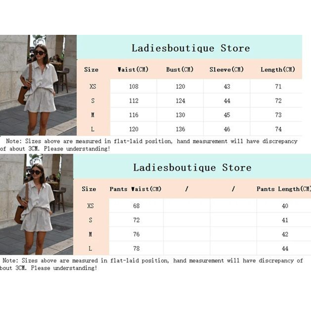 Casual Stripe Print Single Breasted Shirt Sets Womems Oversized Elastic Waist Shorts Suits 2025 Lad 5