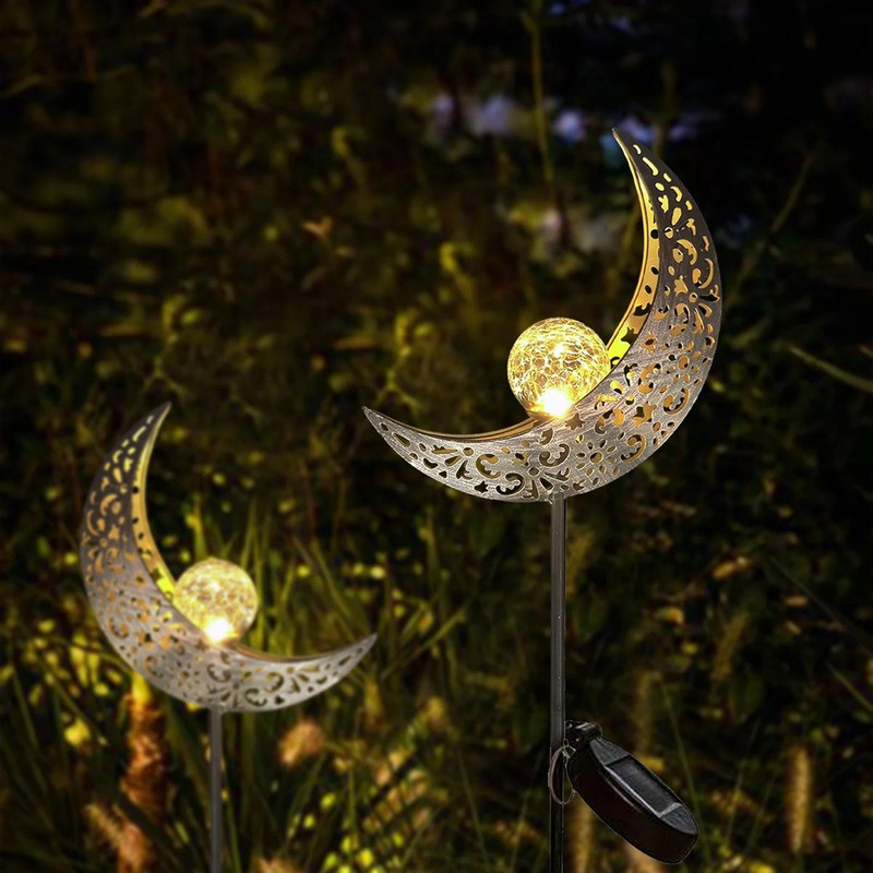 Moonlight Fairy Solar Garden Lights  Crackle Glass LED Stake For Magical Outdoor Decor 0
