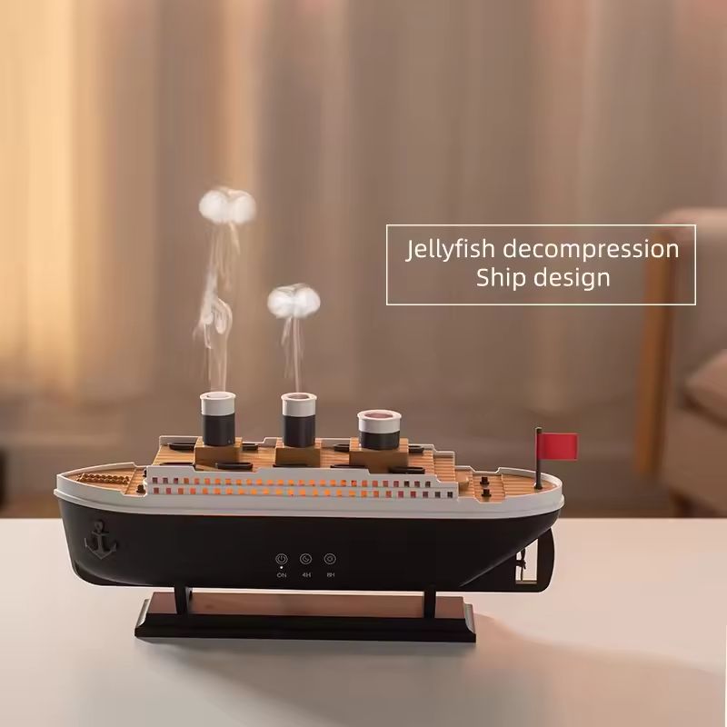 AromaVoyage Titanic Ship Humidifier  250ml Cool Mist Diffuser With Remote And Jellyfish Smoke Effec 4