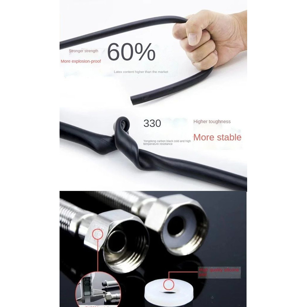 HydroGuard Braided Flexible Water Hose  12 Inch ExplosionProof Pipe For Kitchen Bathroom Or Toilet 3