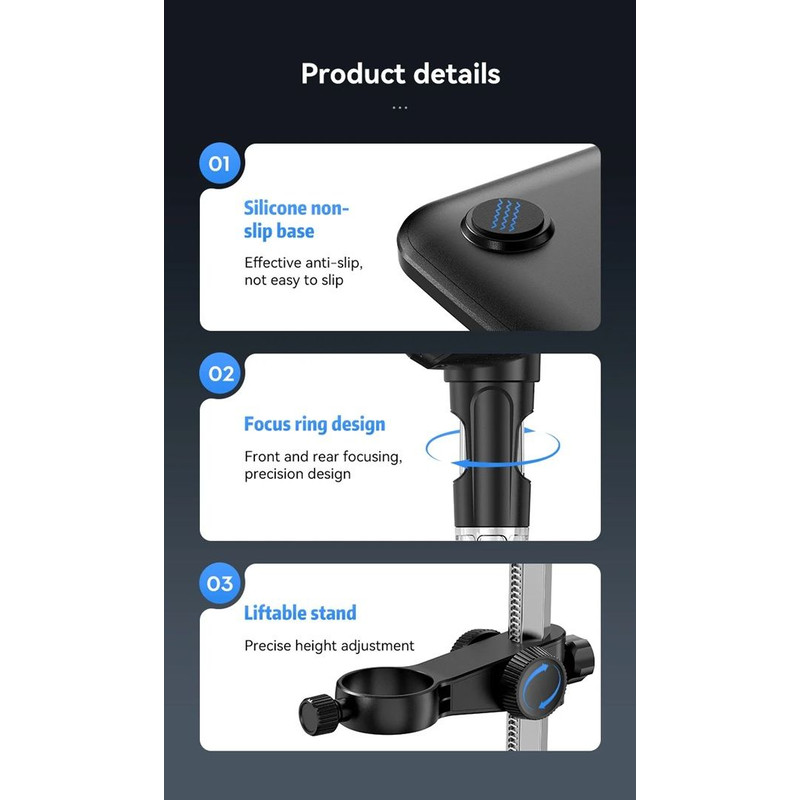 ProView 1200X Digital Microscope 7in IPS Screen USB Microscope For Soldering Electronics Phone Re 6