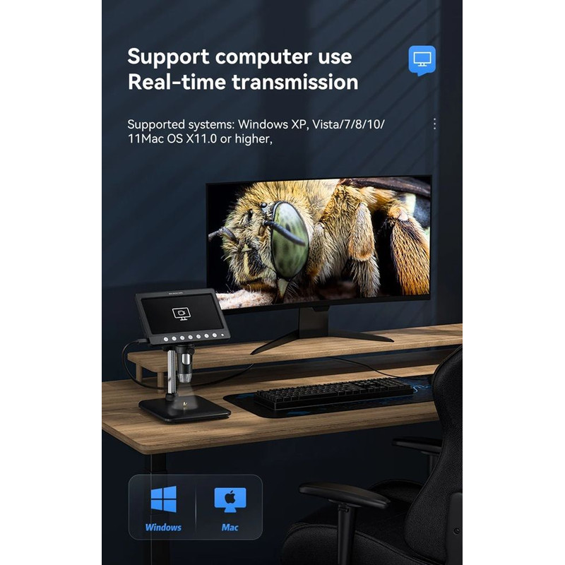 ProView 1200X Digital Microscope 7in IPS Screen USB Microscope For Soldering Electronics Phone Re 5