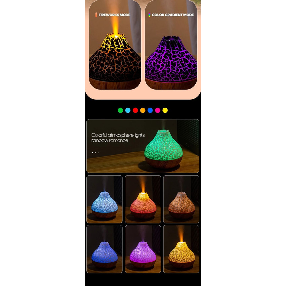 Volcano Mist USB Humidifier With Night Light Portable Air Moisturizer For Home Office Travel 4