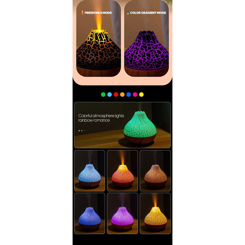 Volcano Mist USB Humidifier With Night Light Portable Air Moisturizer For Home Office Travel 4