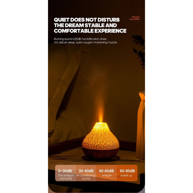 Volcano Mist USB Humidifier With Night Light Portable Air Moisturizer For Home Office Travel 3
