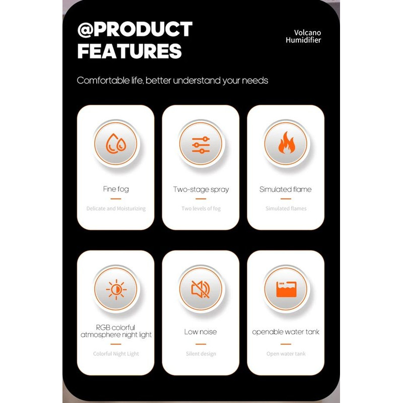 Volcano Mist USB Humidifier With Night Light Portable Air Moisturizer For Home Office Travel 8