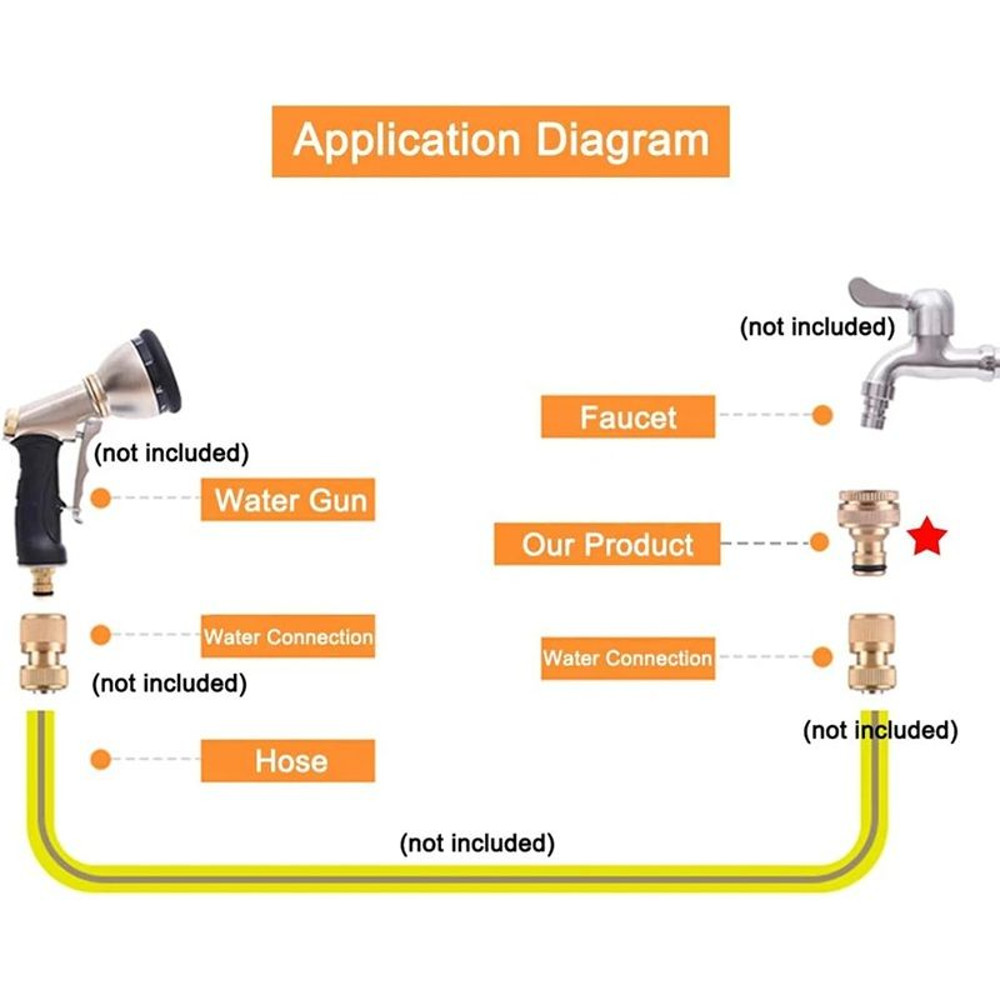 Brass Garden Hose Connector Quick Connect Adapter For 12in 34in Taps 5