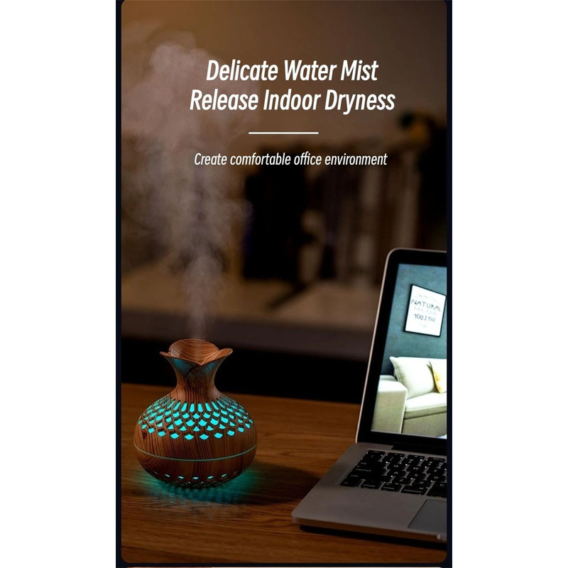 Wood Grain USB Humidifier  300ml Aromatherapy Diffuser For Home Or Office 1