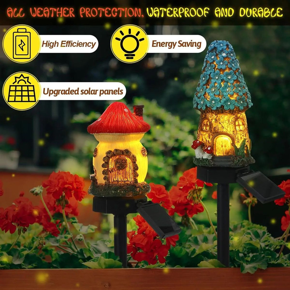 Solar Mushroom Garden Light Waterproof Resin LED Decor For Outdoor Lawn Pathways 1