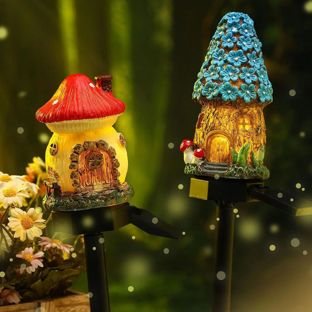 Solar Mushroom Garden Light Waterproof Resin LED Decor For Outdoor Lawn Pathways 0