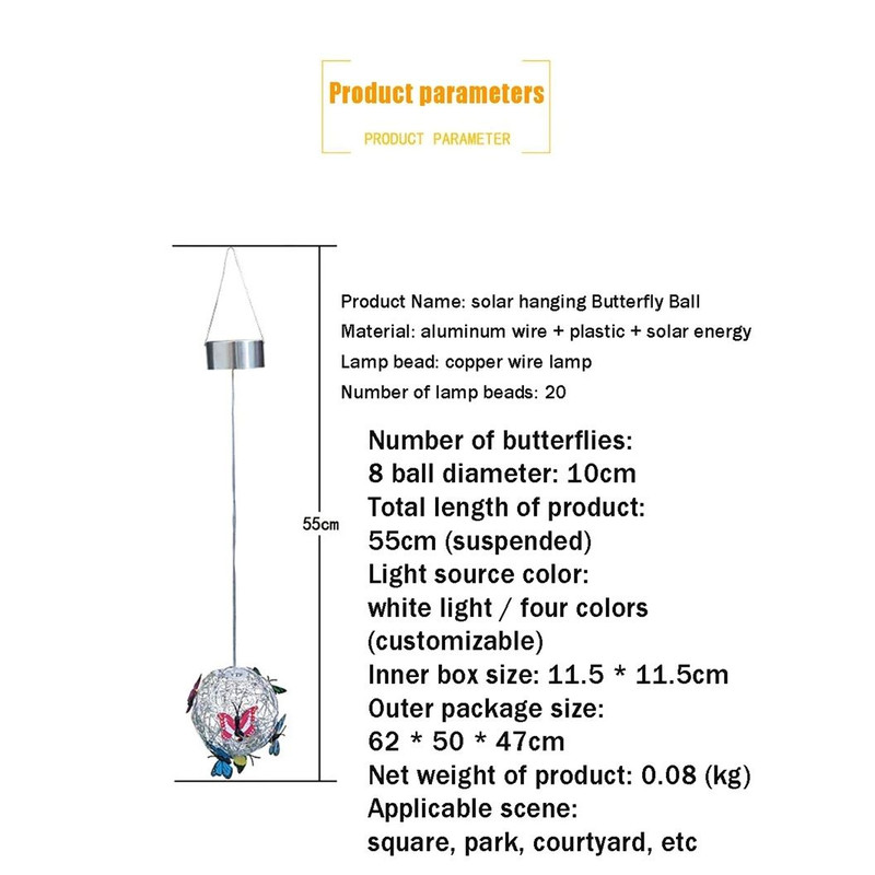 LumiWings Solar Butterfly Wind Chime  Colorful Outdoor LED Light For Garden  Patio Decor 4