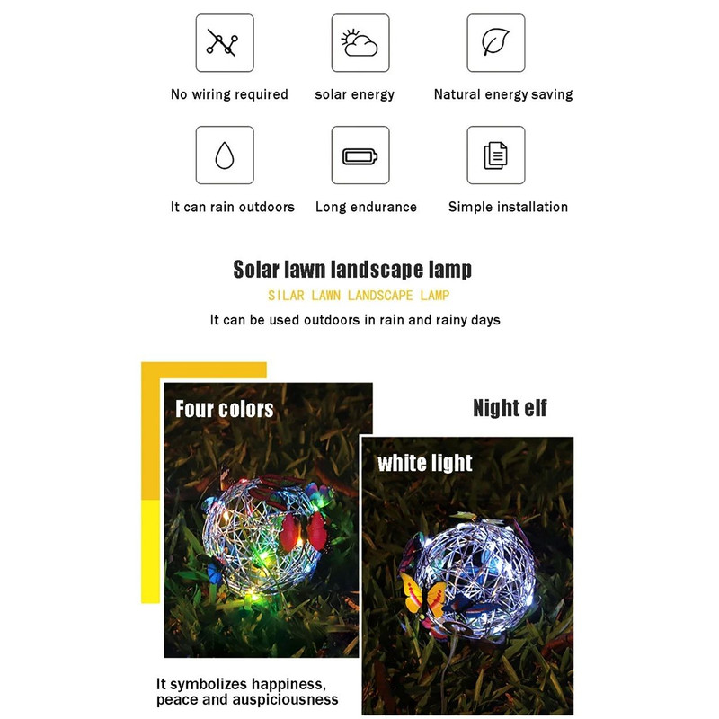 LumiWings Solar Butterfly Wind Chime  Colorful Outdoor LED Light For Garden  Patio Decor 3