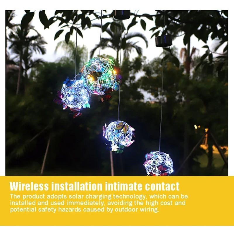 LumiWings Solar Butterfly Wind Chime  Colorful Outdoor LED Light For Garden  Patio Decor 2