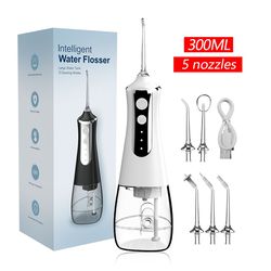 aquapulse cordless water flosser – rechargeable oral irrigator with 5 nozzles & 3 cleaning modes