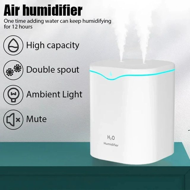 MistFlow 2000ML Dual Spray Humidifier  USB Cool Mist Aroma Diffuser For Home  Office Comfort 0