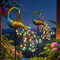 LumiFeather Solar Peacock Light Elegant Outdoor Stake With Warm White ColorChanging Glow 0