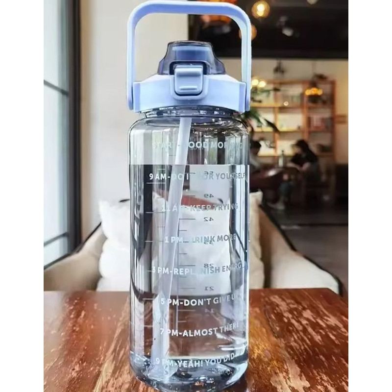 HydraTrack 2L Sports Water Bottle TimeMarked Straw Bottle For Fitness Gym Outdoor Hydration 5