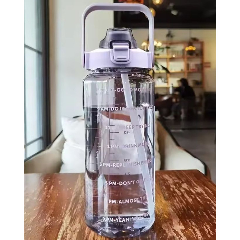 HydraTrack 2L Sports Water Bottle TimeMarked Straw Bottle For Fitness Gym Outdoor Hydration 4