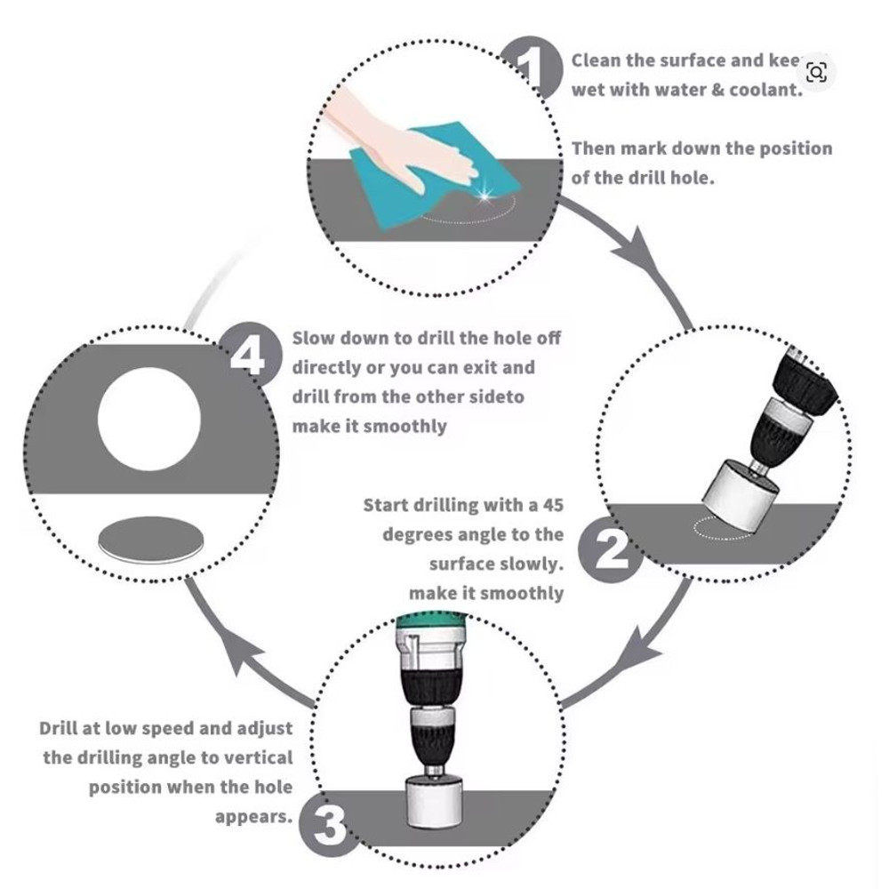 StonePro Diamond Hole Saw Set 10Piece Core Drill Bit Kit For Tile Glass Ceramic Marble 0