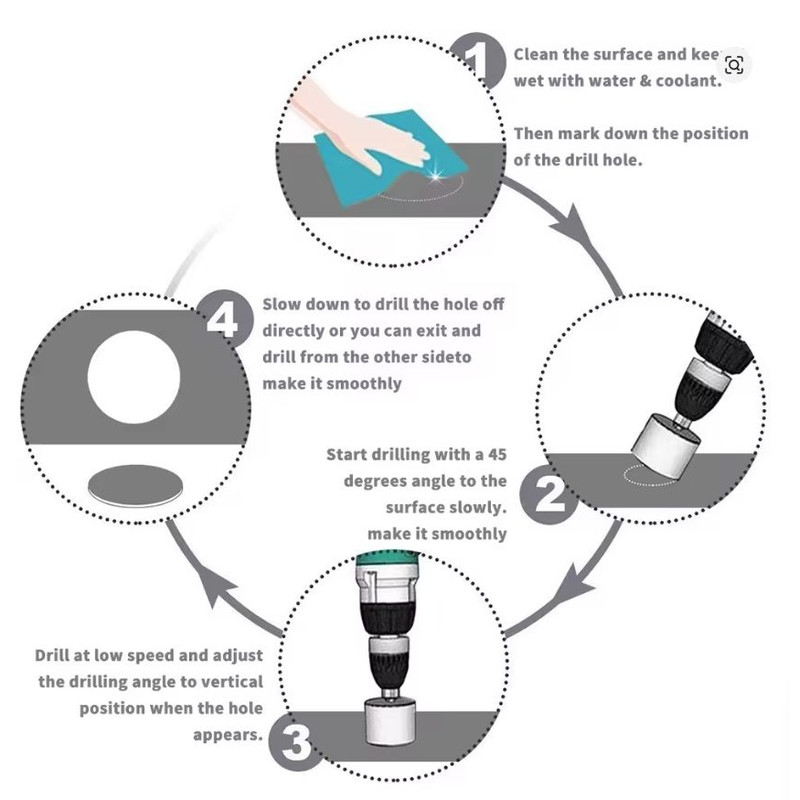 StonePro Diamond Hole Saw Set 10Piece Core Drill Bit Kit For Tile Glass Ceramic Marble 0
