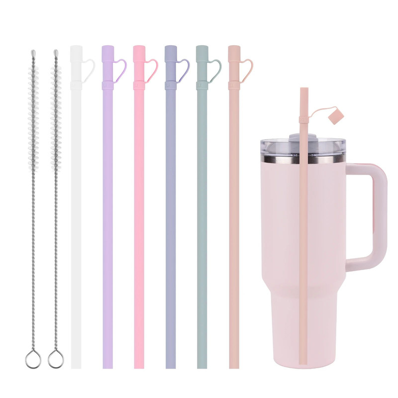 SipFlex 6Pack Silicone Straw Set  Long Reusable Straws With Covers Compatible With Stanley 40oz30oz 3