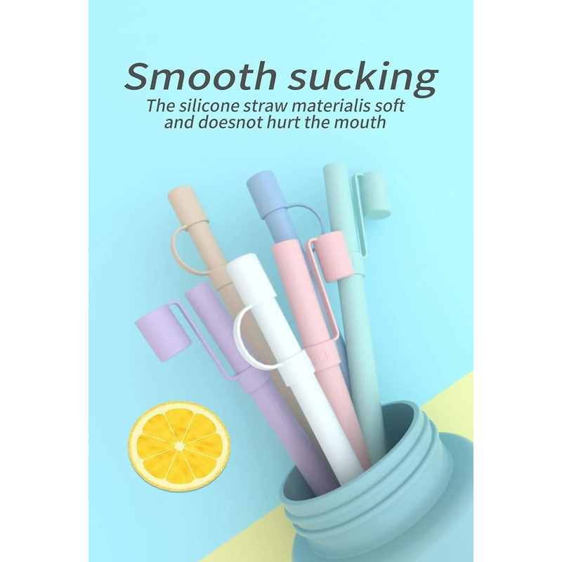 SipFlex 6Pack Silicone Straw Set  Long Reusable Straws With Covers Compatible With Stanley 40oz30oz 1