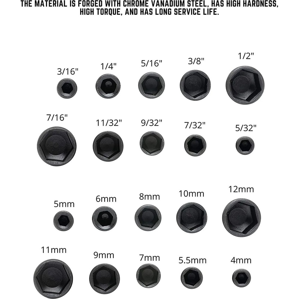 9Piece Metric Hex Nut Driver Set 5mm To 13mm CRV Steel With 14in Hex Shank 3