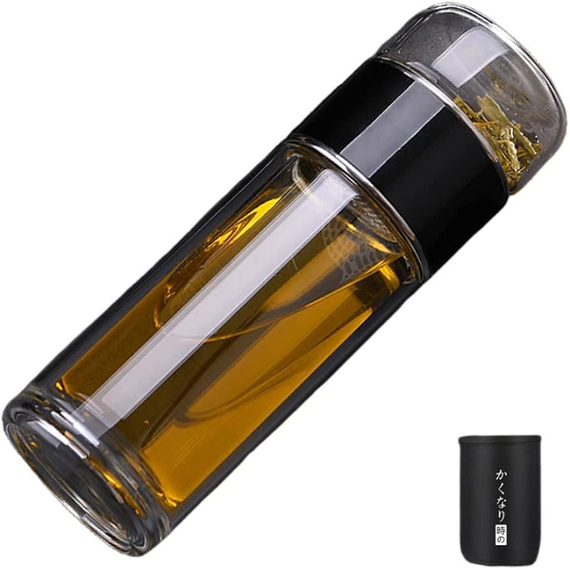 PureBrew 420ML Double Wall Glass Tea Infuser Bottle With Filter 9