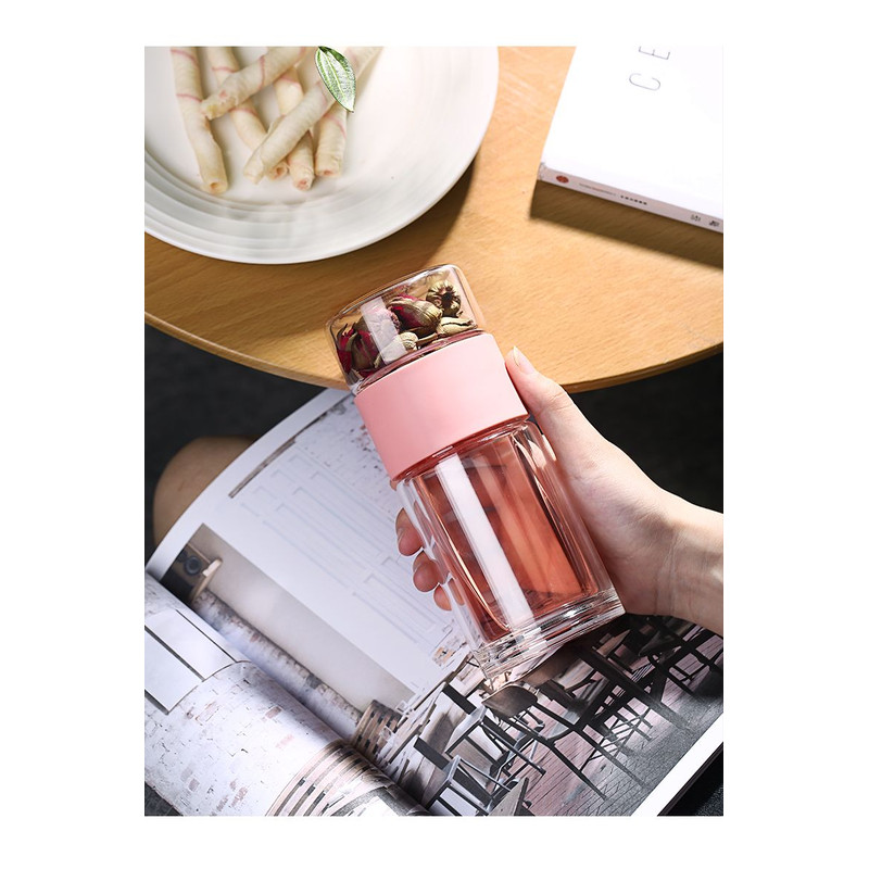 PureBrew 420ML Double Wall Glass Tea Infuser Bottle With Filter 8