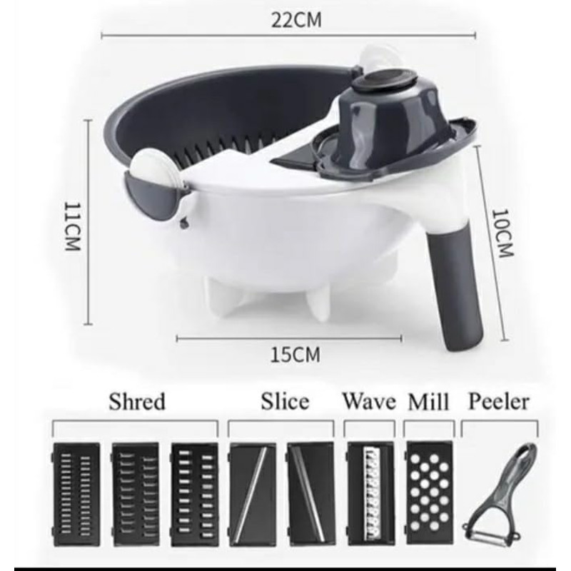 SliceMate 9in1 MultiFunctional Vegetable Cutter  Kitchen Grater Set 6